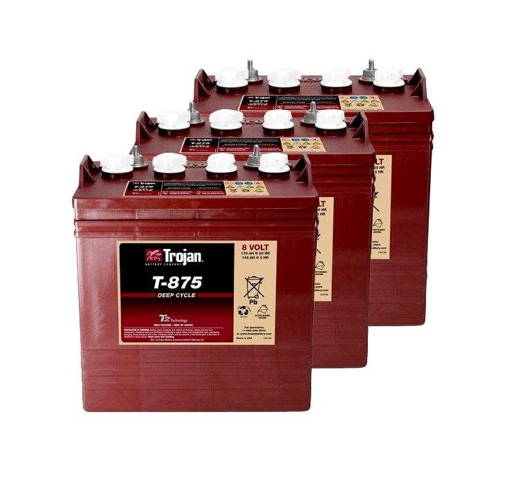 Kit 3pcs Trojan T 875 Deep Cycle Flooded Battery 8v 170ah 24v 4kwh