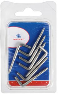 Stainless square bend screw hooks 40x3,5mm 7 piece pack #OS0903502