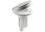 White nylon recess fit base on flat surface 3 contacts Stainless steel cap #OS1100023