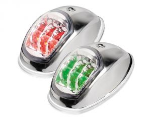 Pair Evoled 112.5° left + 112.5° right navigation lights 12V Stainless steel body #OS1103921