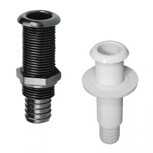 White Thru-hull fitting with standard flange and hose barb 22mm #N40137701765B