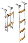 Stainless steel folding platform ladder 4 wood steps 95x23cm #N30810111037
