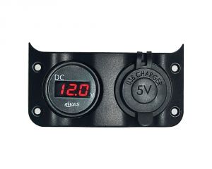 Voltmeter 3/30 V + dual USB socket #OS1410409