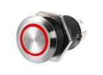 FLAT stainless steel switch ON-OFF 12V 20A Red LED #OS1421502