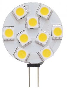 Lampadina 12/24V 1,6W 2700K 9LED G4 Ø 28mm attacco laterale #N50227502215