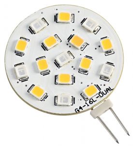 Lampadina G4 16 LED colore Bianco/Blu 12V 1,6/0,8W 3000K #OS1445031