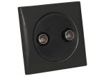 Double TV-socket, black #OS1449011