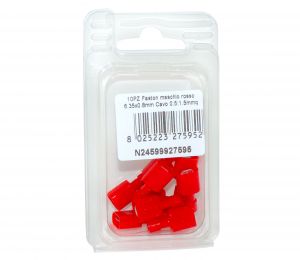 Faston Maschio Rosso Linguetta 6.35x0.8mm Cavo 0.5:1.5mmq 10PZ #N24599927595