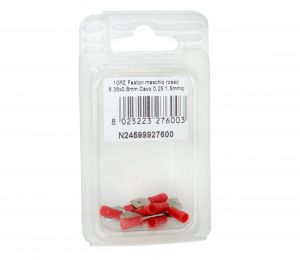 Faston Maschio Rosso Linguetta 6,35x0,8mm Cavo 0.25:1.5mmq 10PZ #N24599927600