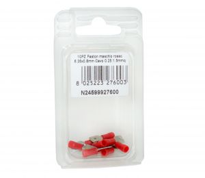 Faston red male connector Tab 6.35X0,8mm Cable 0.25:1.5sqmm 10pcs #N24599927600