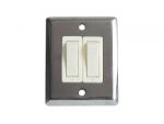 64x51mm Stainless steel electrical panel with 2 switches #N51323727163