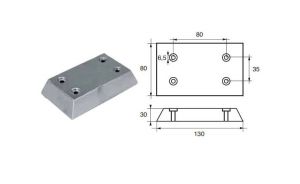 Anodo di zinco a piastra per timone e flaps D.130x80mm #N80605930239