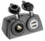 12/24V Lighter plug with double USB and body for flat mounting 5V USB output #N50523027253