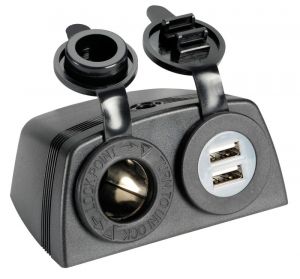 Presa Accendisigari 12/24V Uscita USB 5V con Carenatura e Doppia USB - Nera #N50523027253