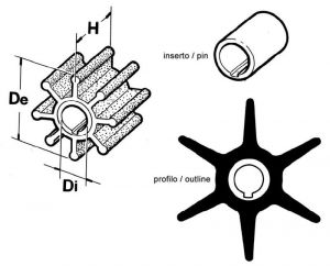 Girante 6 Pale Pompa Acqua Motore Fuoribordo YAMAHA MARINER 6F5-44352-00 CEF 352 #N82152014031