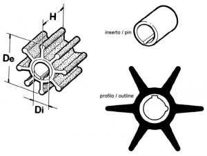 Girante 6 Pale Pompa Acqua Motore Fuoribordo JOHNSON/EVINRUDE 389589 CEF 345 #N82152014058