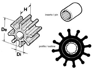 Inboard engine and water pump impeller -(Rif.Orig. 13554-0001) CEF 124 #N82152014222