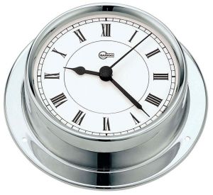 Barigo Regatta Chromed brass Quartz Clock Ø100x120mm White Dial #OS2836501