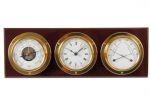 Barigo Barometer/Clock/Thermometer on mahogany tablet 370x130mm #OS2870021