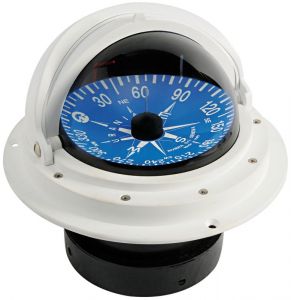 Riviera 4" recess fit compass with cover Blue flat dial White body #OS2502815