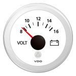 VDO ViewLine Voltmeter 8/16V White Dial Ø52mm #OS2748601