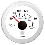 VDO ViewLine White Oil Thermometer 50/150°C 12/24V Ø52mm #OS2748901