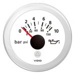 VDO ViewLine White Engine oil pressure 10 bar/150psi 12/24V Ø52mm #OS2749201