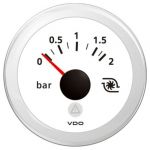 VDO ViewLine White Turbo Pressure Gauge 0-2 bar 12/24V Ø52mm #OS2749701