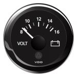 VDO ViewLine Voltmeter 8/16V Black Dial Ø52mm #OS2758601