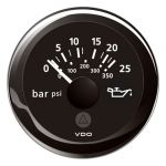 VDO Pressione Olio motore 25 bar/350psi 12/24V Ø52mm Nero ViewLine #OS2759301