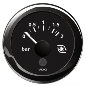 VDO ViewLine Black Turbo Pressure Gauge 0-2 bar 12/24V Ø52mm #OS2759701