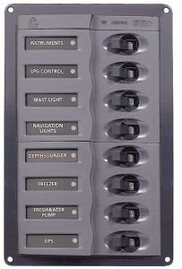 BEP Marine 901V 12V DC Switch panel 8 gangs D.239x127x65mm #UF63126E