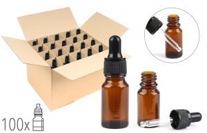 100 Pack Glass Bottles of 10ml with laboratory dropper #N400192400011