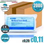 Mascherina Medica a 3 strati Certificata CE EN14683 TYPE IIR HYGISUN 2000Pz #N90056004495-2000
