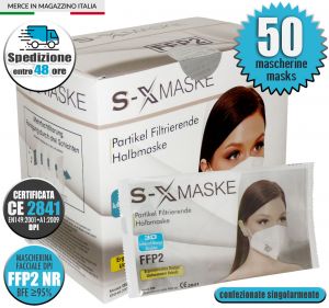 S-XMASKE FFP2 WHITE Mask CE2841 Certified PPE EN149:2001+A1:2009 50Pcs #N90056004416-50