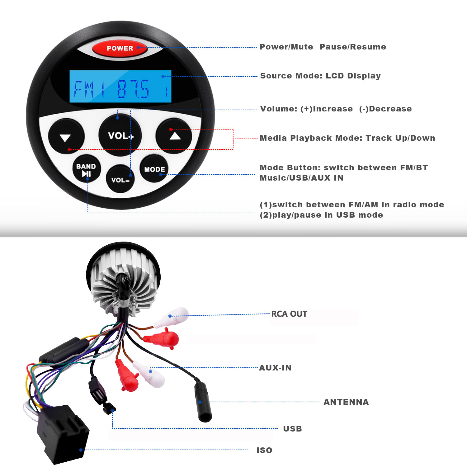 ASDA Waterdichte Outdoor Marine Stereo BT Radio Audio FM AM