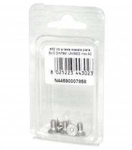 Viti a Brugola DIN7991 UNI5933 Inox A2 a testa svasata piana 5x10mm 6pz #N44590007858