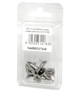 Viti autofilettanti a testa svasata piana DIN7982 Inox A2 6,3x19mm 8pz N44590007645