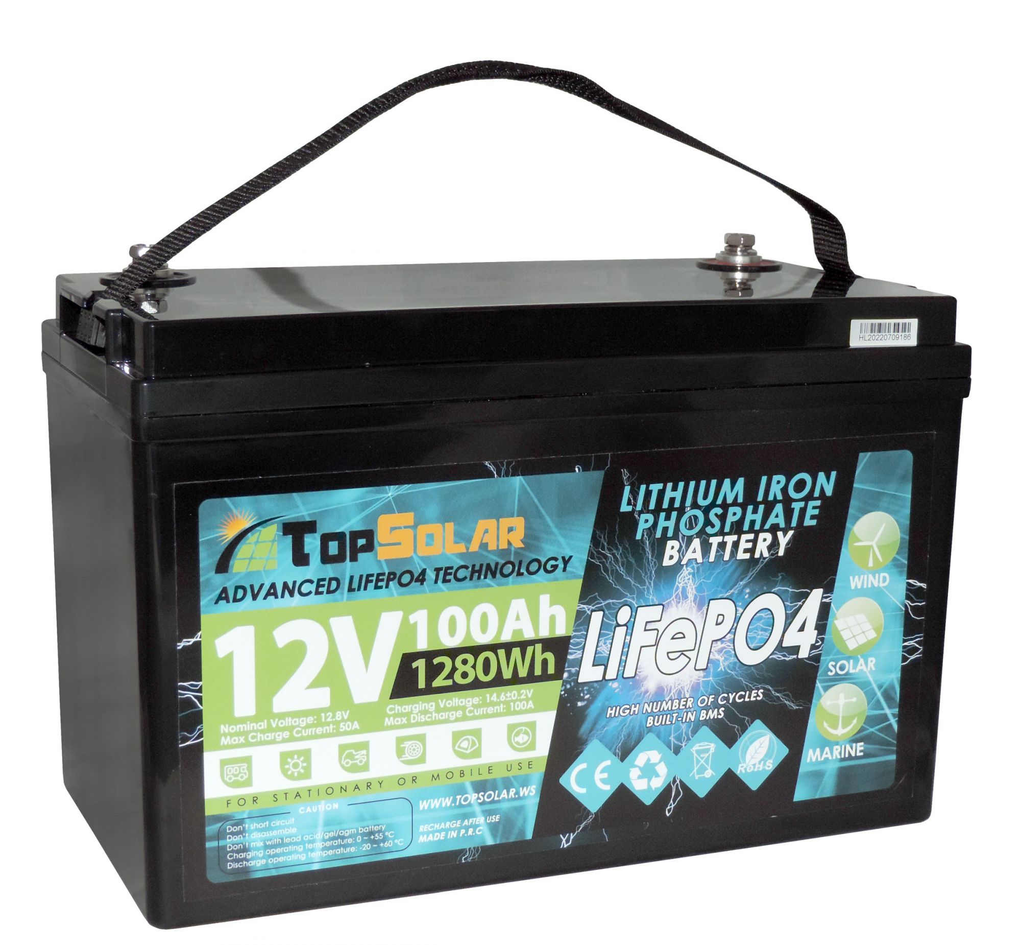 Vatrer 12V 100Ah 150A BMS TM LiFePO4 Battery, Low-Temp Protection