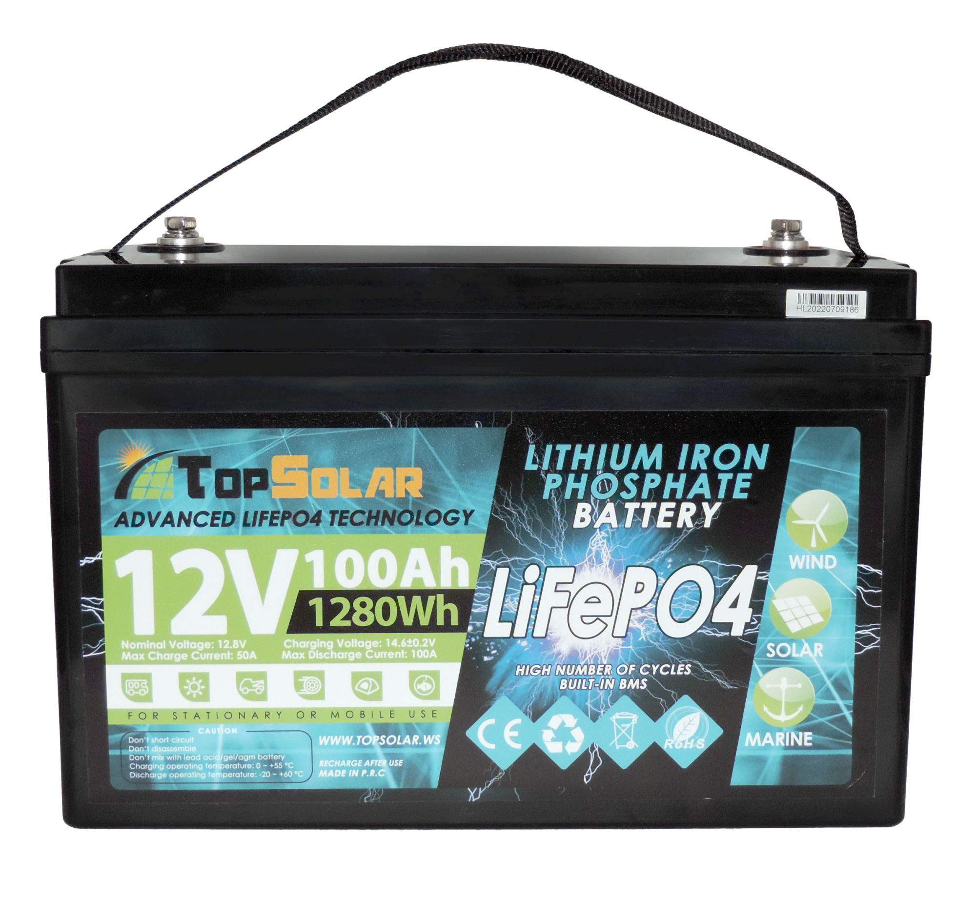 Lifepo4 Battery Lithium Battery 12v 100ah Solar Marine With