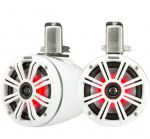 Kicker KMTC65W RGB LED White Coaxial Marine Tower Speakers Pair 6.5" 195W IDKMTC65W