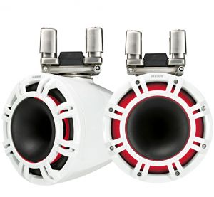 Kicker KMTC94W 9" 600W White LED HLCD Horn Tower marine Speakers pair IDKMTC94W