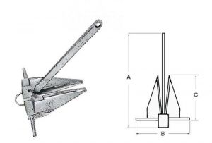 DANFORTH Anchor in Hot-galvanized cast iron 6kg #OS0113106