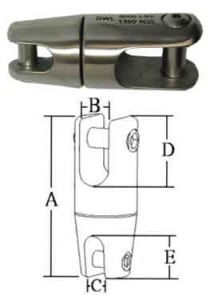 AISI 316 Stainless steel swivelling connection Chain 12/14mm #OS0174012