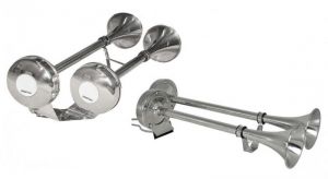 Tromba Doppia a Membrana in Acciaio Inox 12V 455mm Larghezza 190mm #OS2145204