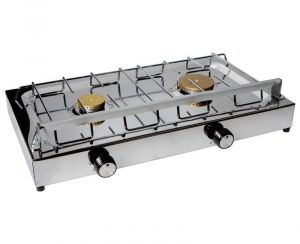 Two burner cooker made of mirror polished stainless steel - 50x31x10 cm #OS5028100