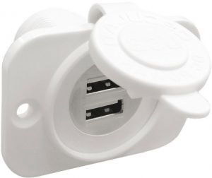 3.4A 12-24V Double USB Socket White rear nut + panel #N50523027254