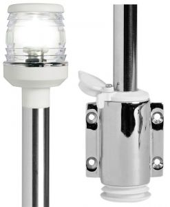 Asta Classic 360° in acciaio inox Fissaggio a parete estraibile L.100cm Fanalino Bianco #OS1111012