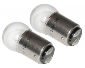 Set of 2 BA15D Bipolar bulbs 12V 10W with small parallel pole ball #OS1420002