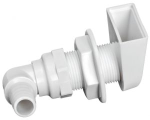 White plastic Scupper 90° outlet 1"x19mm #N42038202450